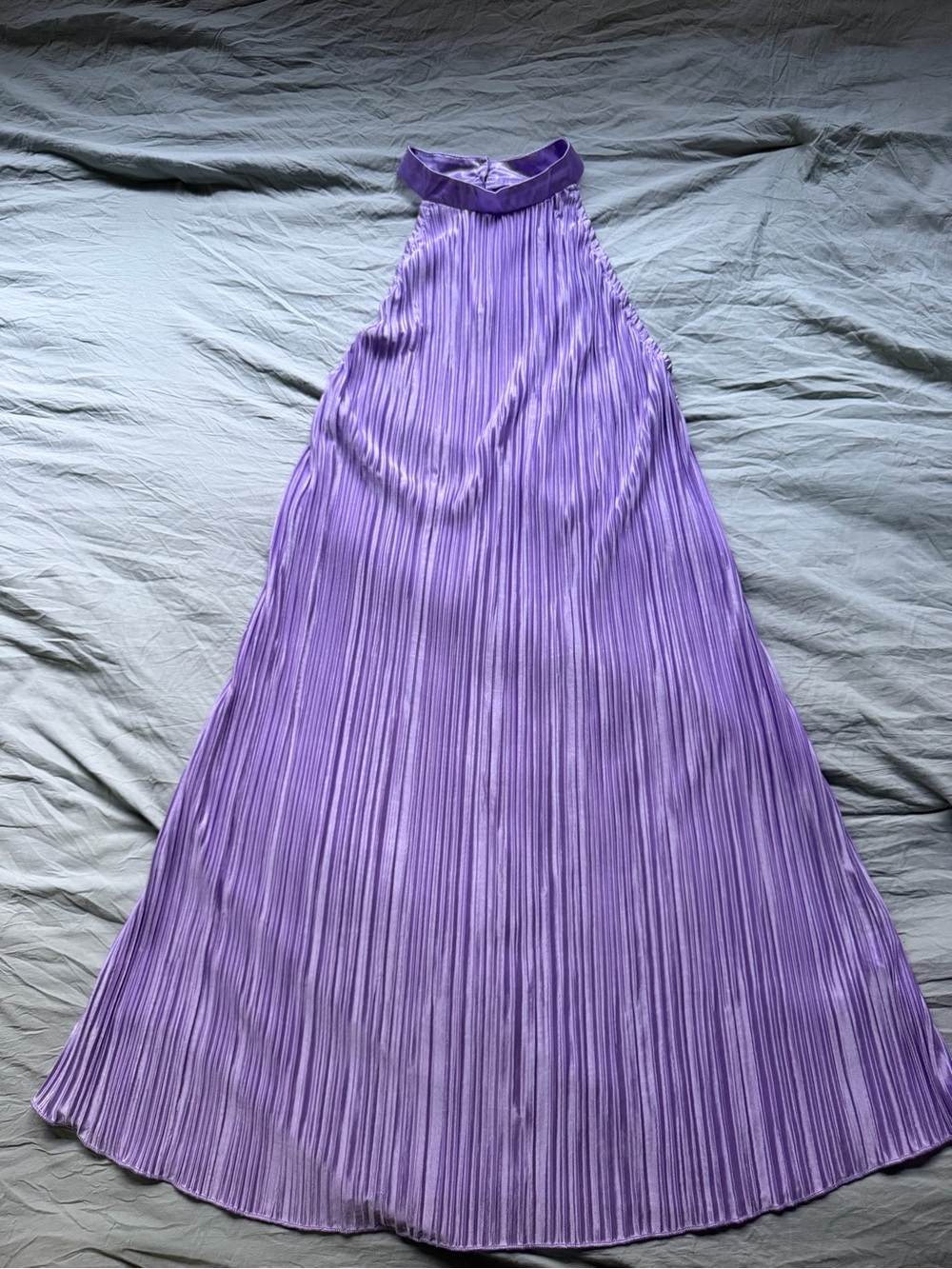 Lavender Purple Pleated Halter Maxi Dress - L - SHEIN - NWOT